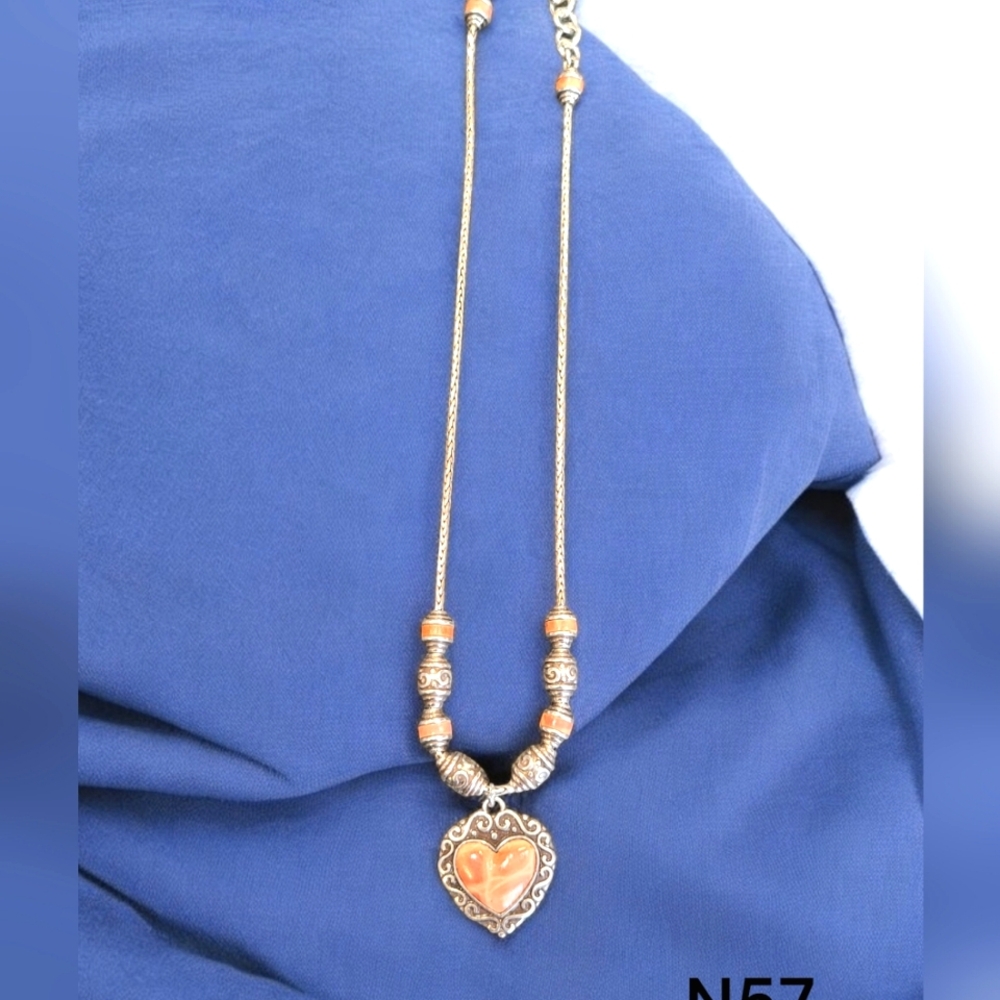 Brighton Park Ave Pink Leather Heart Necklace